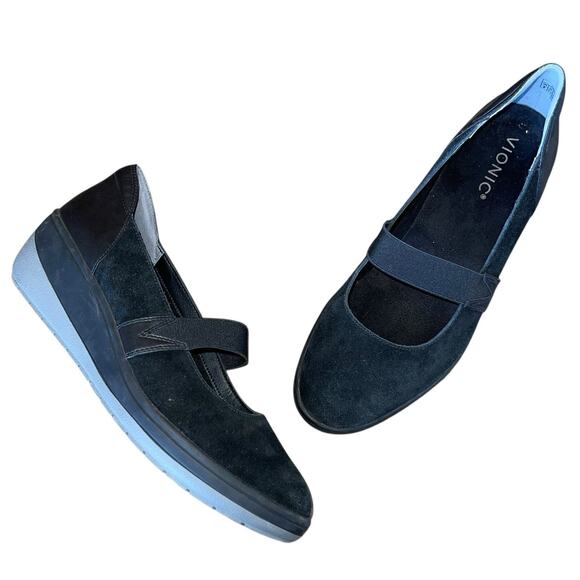 Vionic Shoes - Vionic Mary Jane Wedge 8 Black Juide Leather Comfort Shoes Minimalist